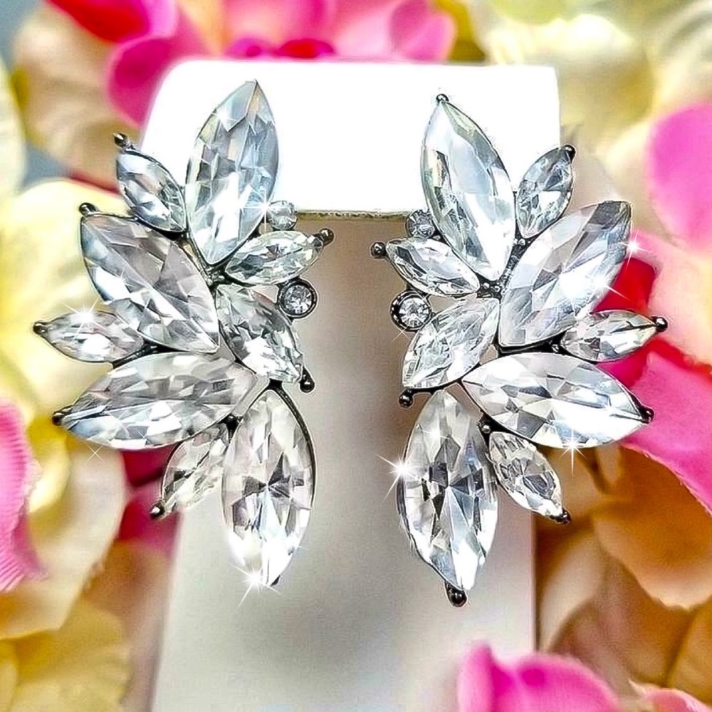 2/$20! Crystal Cluster Prom Bridal Stud Earrings - Picture 3 of 9